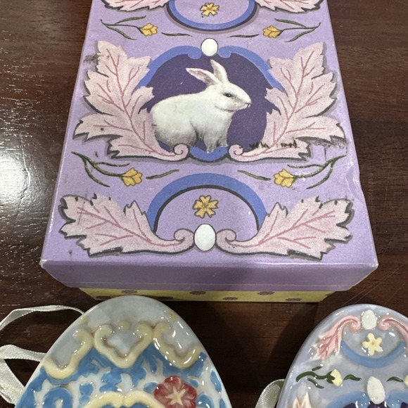 4 MWW Easter Bunny Mini Egg Shaped Spring Floral Plates 3D Hanging Display Chick - Picture 6 of 7